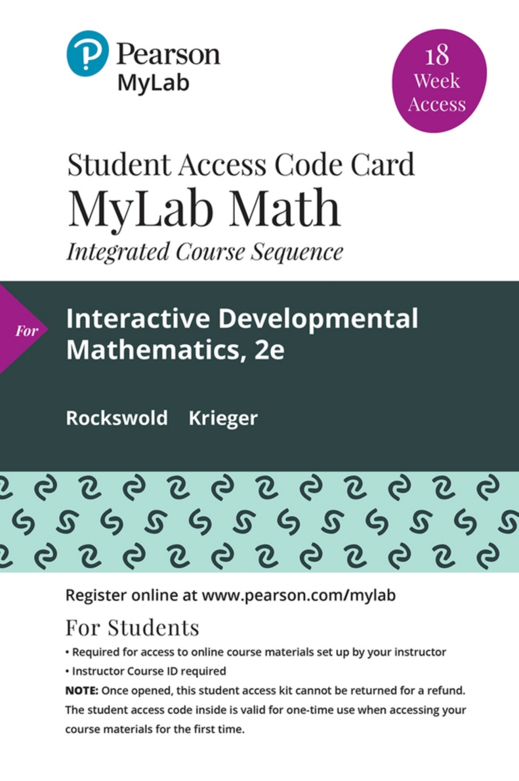 MyLab Math with Pearson eText (up to 18-weeks) Access Code for Interactive Developmental Math 2nd Edition