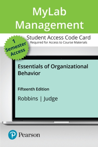 Cover image: MyLab Management with Pearson eText Access Code for Essentials of Organizational Behavior 15th edition 9780135468777
