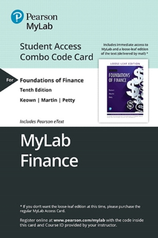 Cover image: MyLab Finance with Pearson eText + Print Combo Access Code for Foundations of Finance 10th edition 9780135639368
