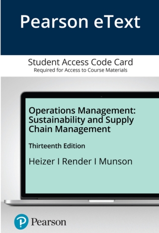 Cover image: Operations Management: Sustainability and Supply Chain Management-- Access Code 13th edition 9780135662076