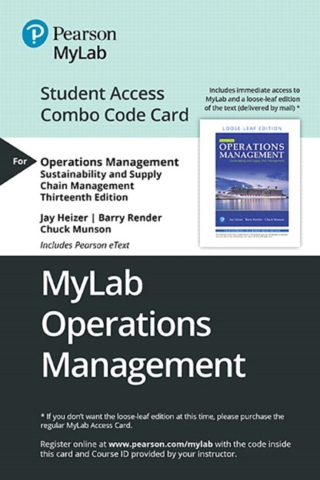 Cover image: MyLab Operations Management with Pearson eText + Print Combo Access Code for Operations Management: Sustainability and Supply Chain Management 13th edition 9780135662120