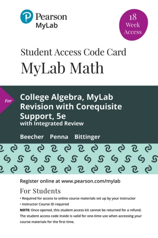 Cover image: MyLab Math with Pearson eText Access Code (18 Weeks) for College Algebra MyLab Revision with Corequisite Support 5th edition 9780135676028