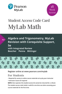 Cover image: MyLab Math with Pearson eText Access Code (18 Weeks) for Algebra and Trigonometry MyLab Revision with Corequisite Support 5th edition 9780135676189