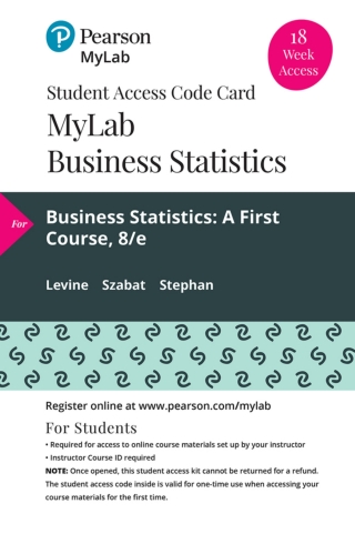 Cover image: MyLab Statistics with Pearson eText Access Code (18 Weeks) for Business Statistics: A First Course 8th edition 9780135834886