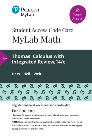 Cover image: MyLab Math with Pearson eText Access Code (18 Weeks) for Thomas' Calculus with Integrated Review 14th edition 9780135901465