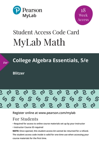 Cover image: MyLab Math with eText Access Code (18 Weeks) for College Algebra Essentials 5th edition 9780135902134
