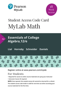 Cover image: MyLab Math with Pearson eText Access Code (18 Weeks) for Essentials of College Algebra 12th edition 9780135902554
