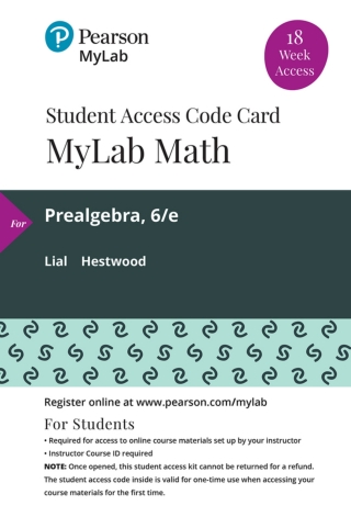 Cover image: MyLab Math with Pearson eText Access Code for Prealgebra 6th edition 9780135903124