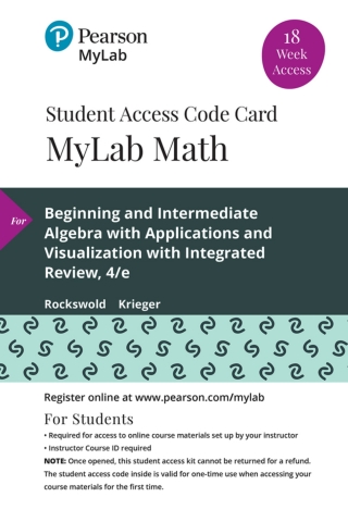 Cover image: MyLab Math with Pearson eText Access Code (18 week) for Beginning and Intermediate Algebra with Applications & Visualization with Integrated Review 4th edition 9780135903438