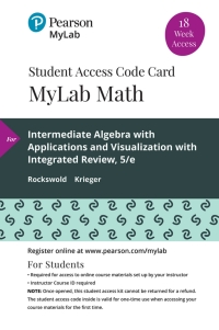 Cover image: MyLab Math with Pearson eText (up to 18-weeks) Access Code for Intermediate Algebra with Applications and Visualization with Integrated Review 5th edition 9780135903476