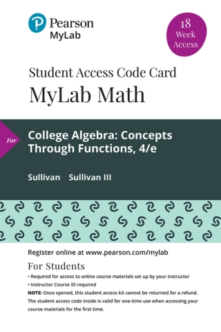 Cover image: MyLab Math with Pearson eText Access Code for College Algebra: Concepts Through Functions 4th edition 9780135903674