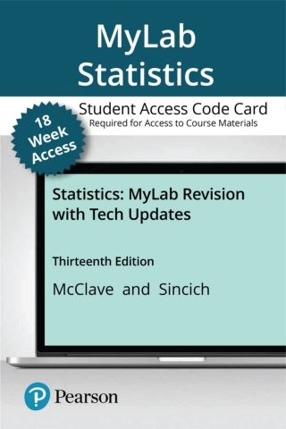 Cover image: MyLab Statistics with Pearson eText Access Code (18 Weeks) for Statistics, Updated Edition 13th edition 9780135935514