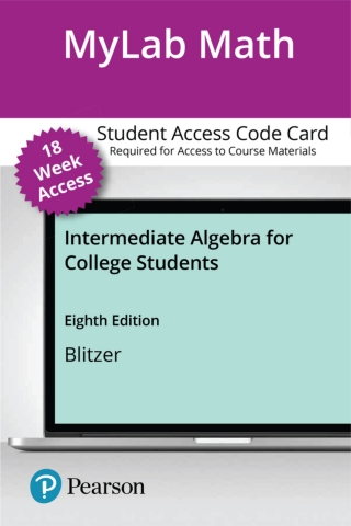 Cover image: MyLab Math with Pearson eText Access Code for Intermediate Algebra for College Students 8th edition 9780136553885