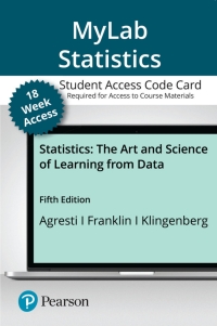 Cover image: MyLab Statistics with Pearson eText Access Code (18 Weeks) for Statistics 5th edition 9780136559894