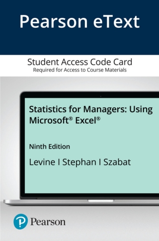 Cover image: Statistics for Managers Using Microsoft Excel 9th edition 9780136847564