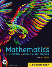 Cover image: Mathematics for Elementary and Middle School Teachers with Activities 6th edition 9780136922001