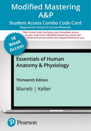 Cover image: Mastering A&P with Pearson eText + Print Combo Access Code for Essentials of Human Anatomy & Physiology 13th edition 9780137375523
