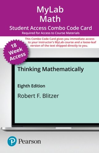 Cover image: MyLab Math with Pearson eText + Print Combo Access Code for Thinking Mathematically 8th edition 9780137551262