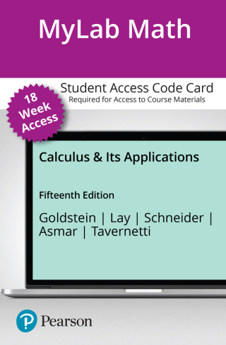 Cover image: MyLab Math with Pearson eText Access Code for Calculus & Its Applications 15th edition 9780137590438