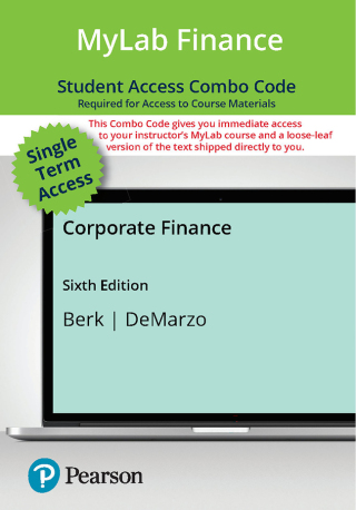 Cover image: Corporate Finance -- MyLab Finance with Pearson eText + Print Combo Access Code 6th edition 9780138081751