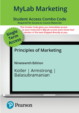 Cover image: Principles of Marketing -- MyLab Marketing with Pearson eText + Print Combo Access Code 19th edition 9780138209223