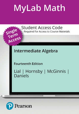 Cover image: MyLab Math with Pearson eText (up to 18-weeks) Access Code for Intermediate Algebra 14th edition 9780138234409