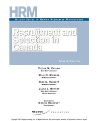 Cover image: Recruitment and Selection in Canada 4th edition 9780176500122