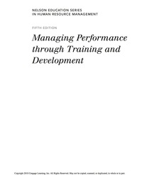 Cover image: Managing Performance Through Training and Development 5th edition 9780176501761