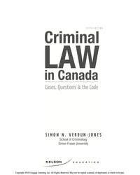 Cover image: Criminal Law in Canada: Cases, Questions, and the Code 5th edition 9780176501723