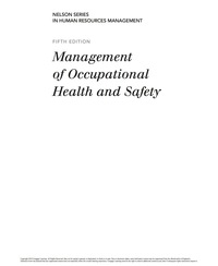 Cover image: Management of Occupational Health and Safety 5th edition 9780176502485