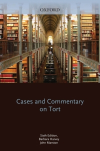 Imagen de portada: Cases and Commentary on Tort 6th edition 9780199296125