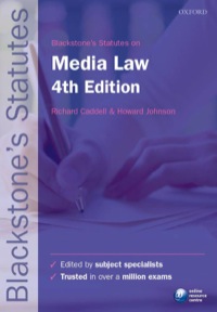 Immagine di copertina: Blackstone's Statutes on Media Law 4th edition 9780199656332