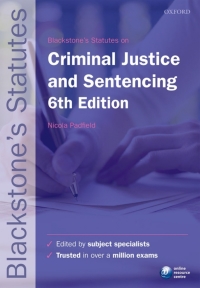 Imagen de portada: Blackstone's Statutes on Criminal Justice & Sentencing 6th edition 9780198768364