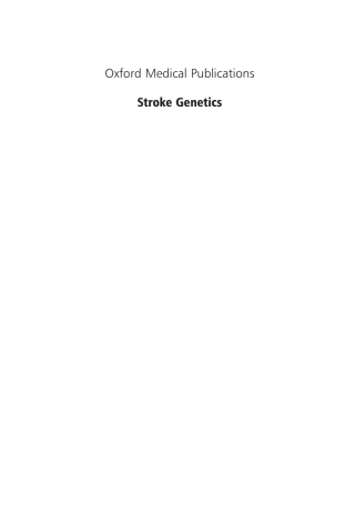 Imagen de portada: Stroke Genetics 1st edition 9780198515869