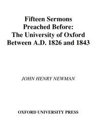 Cover image: John Henry Newman: Fifteen Sermons Preached Before the University of Oxford 1st edition 9780198269625