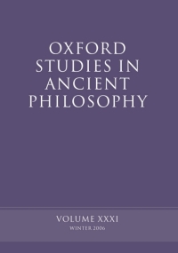 表紙画像: Oxford Studies in Ancient Philosophy XXXI 1st edition 9780199204229