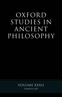 Cover image: Oxford Studies in Ancient Philosophy XXXII 1st edition 9780199227310