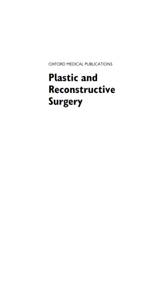 Cover image: Plastic and Reconstructive Surgery 9780198784784