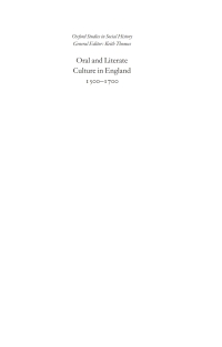 Imagen de portada: Oral and Literate Culture in England, 1500-1700 9780199251032