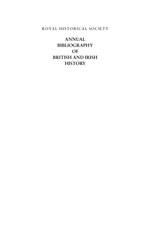 Cover image: Royal Historical Society Annual Bibliography of British and Irish History: Publications of 1999