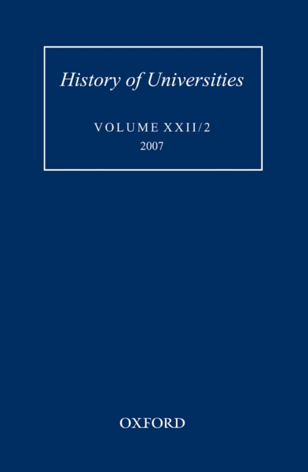 History of Universities Volume XXII/2 1st Edition