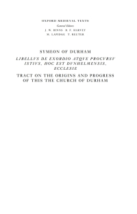 Cover image: Libellus de Exordio atque Procursu istius, hoc est Dunhelmensis, Ecclesie 1st edition 9780198202073