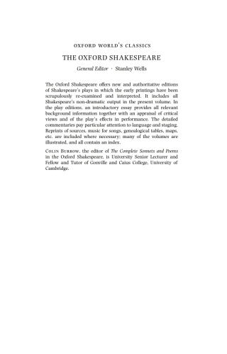 Cover image: The Complete Sonnets and Poems: The Oxford Shakespeare 9780198184317