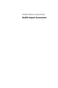 Cover image: Health Impact Assessment 1st edition 9780198526292