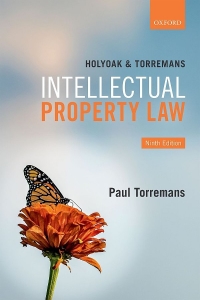 Cover image: Holyoak and Torremans Intellectual Property Law 9th edition 9780198836452