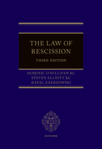 Cover image: The Law of Rescission 3rd edition 9780198852285
