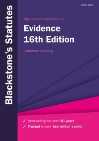 Imagen de portada: Blackstone's Statutes on Evidence 16th edition 9780198857235