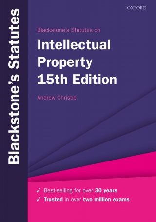 Imagen de portada: Blackstone's Statutes on Intellectual Property 15th edition 9780198861027