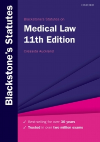 Cover image: Blackstone's Statutes on Medical Law 11th edition 9780198867074