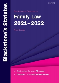 Cover image: Blackstone's Statutes on Family Law 2021-2022 30th edition 9780192898425